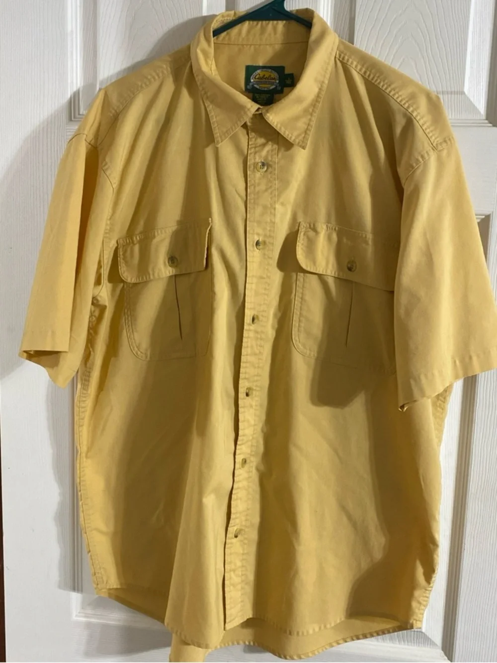 Cabela’s Yellow Button Up Shirt Men’s Large Short Sleeve Pockets - Picture 4 of 5